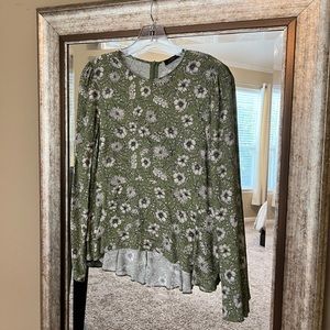 Zara - Green Floral Shirt - Size S